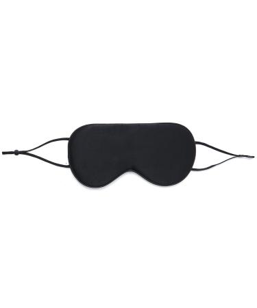 Sleep Mask for Women Men Mulberry Silk Eye mask for Sleeping Unique Adjustable Ear-Hanging Strap Large Size Black