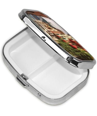 Beautiful Italy Printed Square Pill Box - Portable Travel Medicine Organizer - Buy Online on GoSupps.com