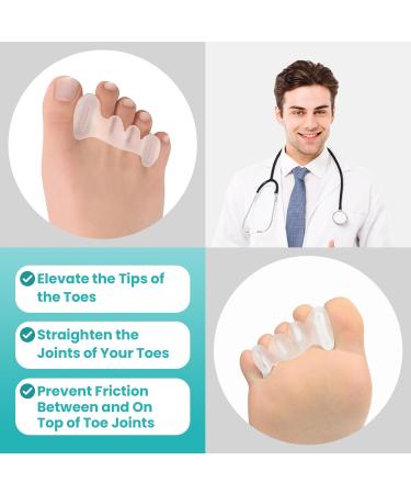 Toe Separators - 2 Pairs Soft Gel Spacers for Bunions & Foot Pain Relief | Stretcher for Men & Women (Clear + Large - Buy Online on GoSupps.com
