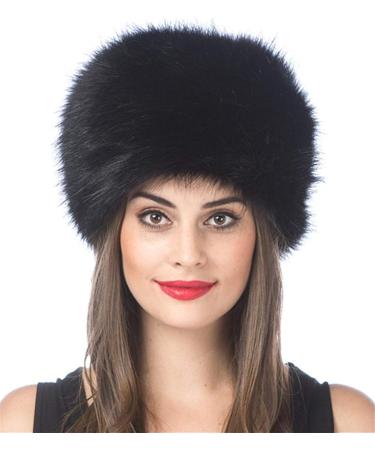 Lucky Leaf Winter Fur Cossack Cap | Russian Hat with Earmuffs H01-Black - Buy Online on GoSupps.com