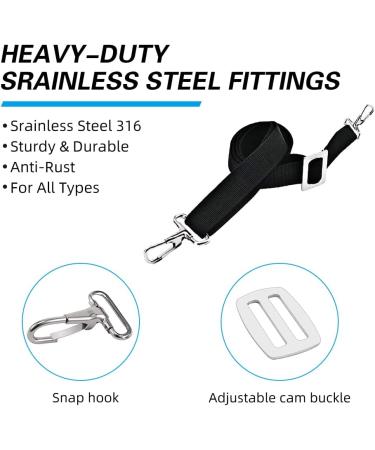 2 PCS Adjustable Heavy Duty Bimini Top Straps Marine Grade Stainless Steel Boat Awning Hardware - Black - Buy Online on GoSupps.com