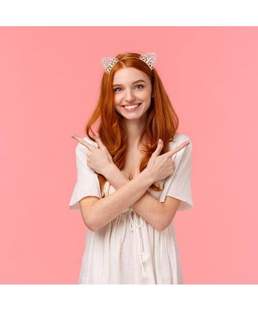 Frcolor Cat Ears Hairband | Rhinestone Cat Ear Headband for Women & Girls | Gold Sparkle Accessory - Buy Online on GoSupps.com