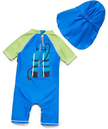 BONVERANO Baby Boys Swimsuit 18-24 Months | UPF 50+ Sun Protection | Short-Sleeve Zipper One Piece Swimwear - Buy Online on GoSupps.com