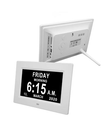 2023 7 inch digital calendar day clock extra large screen automatic dimension electronic day watches individual memories for seniors older (EU plug)