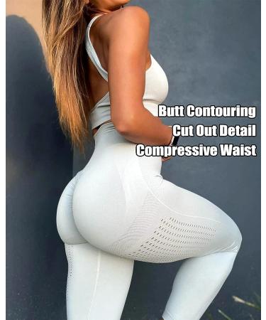 CFR High Waist Butt Scrunch Leggings - Grey Large | Seamless Workout Yoga Pants for Women - Buy Online on GoSupps.com