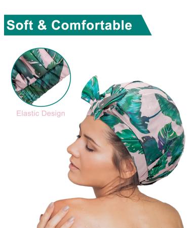 Auban Satin Shower Cap for Women - Large Reusable Waterproof Hair Cap for Long Hair & Spa Use (Green) - Buy Online on GoSupps.com
