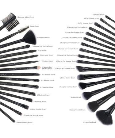 32 Pcs Premium Synthetic Makeup Brushes Set with Case - Professional Essential Cosmetics for Face, Eyes, Lips - Black - Buy Online on GoSupps.com