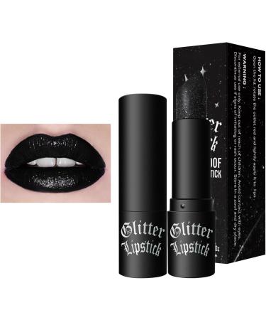  Opilroyn Halloween Black Lipstick Glitter Lipstick | Waterproof Glitter Sparkling Lipstick Non-Stick Matte Balm Body-Free for Women - Buy Online on GoSupps.com