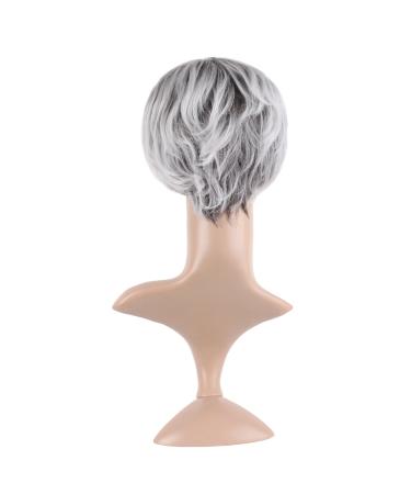 MapofBeauty Stylish Short Natural Curly Wig for Women | Mixed Grey & White Synthetic Hair Replacement - Buy Online on GoSupps.com