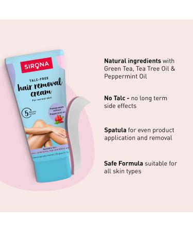 Sirona Hair Removal Cream for Women - 1.69 Fl Oz | No Talc & Harmful Chemicals | Ideal for Bikini, Underarm & Legs | Dermatologically Tested - Buy Online on GoSupps.com