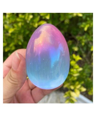 Natural Pink Blue Selenite Crystal Gypsum Egg Reiki Raw Aura Stone Specimen DIY Collectible Gift Decoration Gift Natural Luster
