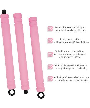 Popper Resistance Straps Rod - Portable Pilates Bar & Resistance Bands for Home Fitness | Pink Strength Training Yoga Equipment - Buy Online on GoSupps.com