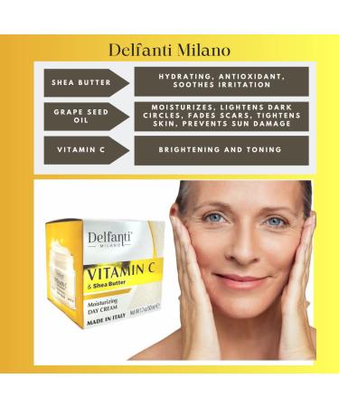 Delfanti-Milano Vitamin C & Shea Butter Moisturizing Day Cream - Face & Neck Moisturizer - Made in Italy | International Shipping Available - Buy Online on GoSupps.com
