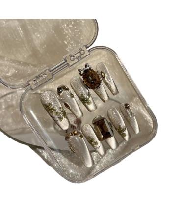 Temperament-enhancing manicure hand-wearing a side light cat's eye Joker nail patch Heavy industry Chinese detachable(XS)