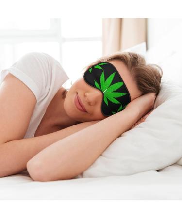 SSIMOO Green Leaf Print Ultra-Soft Light-Blocking Eye Mask for Optimal Comfort & Restful Sleep - International Shipping Available - Buy Online on GoSupps.com