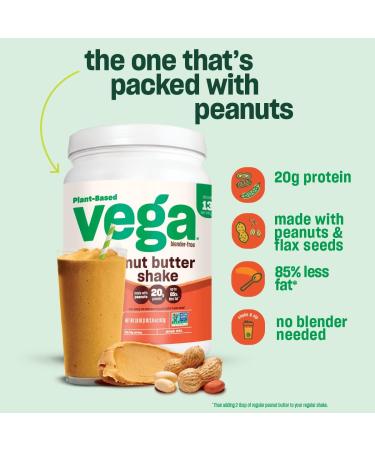 Vega Nut Butter Shake Peanut Butter and Banana (13 Servings) Vegan Protein Powder 20g Protein Real Food Ingredients No Added Sugar 523g - Buy Online on GoSupps.com