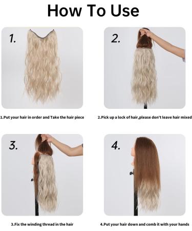 Topshe Light Brown Halo Hairpieces Long Wave Fluffy Hair in Hair Extensions Adjustable Size for Women for Christmas Ultra light blonde - Buy Online on GoSupps.com