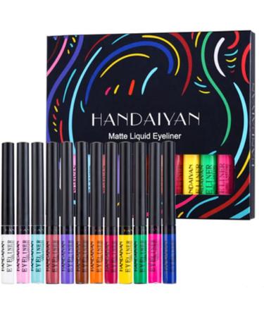 Beauty Searcher Set of 12 Colors Matte Liquid Eyeliner Colorful Waterproof Smudgeproof Durable Matte Eyeliner Clear Eyeliner Highly Pigmented Makeup Eyeliner Pen Kit - Buy Online on GoSupps.com
