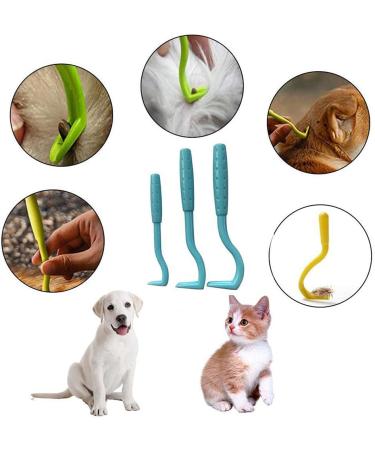 Menmamenma 3Pcs Tick Remover Tools for Dogs - Plastic Tick Hooks for Pets - Pet Care Cleaning Tools (Blue) - Buy Online on GoSupps.com