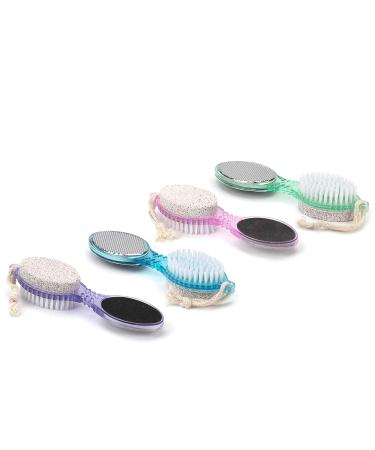 DecorRack 4-in-1 Pedicure Paddle Kit with Pumice Stone and Nail Cleaning Brush - Callus Corn Remover Manicure Foot Rasp Set, Blue and Purple, 2 Pack - Buy Online on GoSupps.com