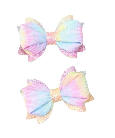 New 2025 2Pcs Glitter Hair Bow Clips For Ribbon Hairpin Barrettes Handmade Ice Cream Bowknot Hair Clips Girs Hair Accessories Jewelry Fashion Accessories Creative Gift
