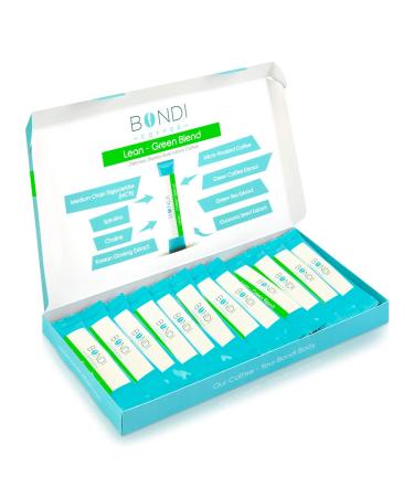 Bondi Coffee Lean-Green 28 Sachets - Instant Superfood Energy Coffee with Healthy Spirulina Ginseng Green Coffee MCT Choline 100% Natural Caffeine - Vegan