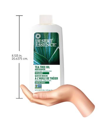 Desert Essence Tea Tree Oil Mouthwash - Spearmint & Aloe - Deep Cleansing - Fresh Breath - Vegan & Non-GMO - 16oz - Buy Online on GoSupps.com