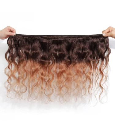 2 Tone Ombre Brazilian Body Wave Hair 3 Bundles | Remy Virgin Human Hair | T4/30 Medium Brown/Auburn | 12/14/16 Inch Extensions - Buy Online on GoSupps.com