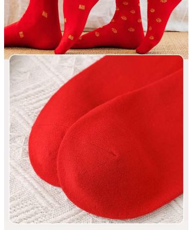 Chinese New Year Zodiac Red Socks - 2 Pairs (Men's and Women's) | Embroidered Cotton Spring Festival Socks | Size 34-44 - Buy Online on GoSupps.com