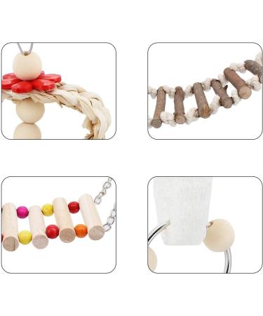 Taecoool 8-Part Wooden Parrot Toys - Natural Chewing & Hanging Bell for Cockatiels Finches & Small Parrots - Buy Online on GoSupps.com