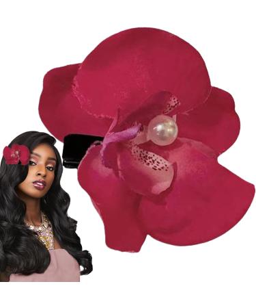 Hawaiian Flower Hair Clips - Orchid Hairpin Bohemia Barrette Headwear - Elegant Fake Headwear Hair Accessories Hawaii Flower Hair Clip Pins for Beach Seaside Holiday Red - Buy Online on GoSupps.com