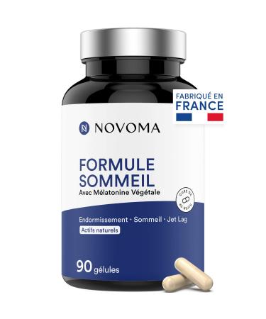 NOVOMA Sleep Formula with Melatonin 1.9 mg Natural Sleep & Sleep Plant Complex with Pure Melatonin Lemon Balm and Passionflower 90 Vegan Capsules Made in France