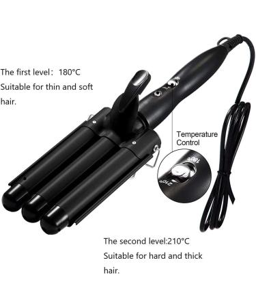 25mm Hair Waver 3 Barrel Curling Iron Wand | Adjustable Heat | Beach Waves Crimper | Black - Buy Online on GoSupps.com