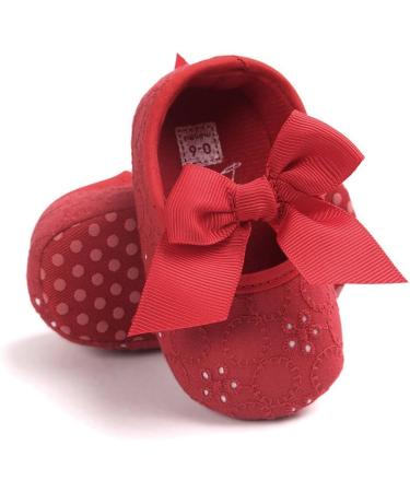 LACOFIA Baby Girls Christening Shoes 3-6 Months | Anti-Slip Soft Sole Prewalkers - Red - Buy Online on GoSupps.com