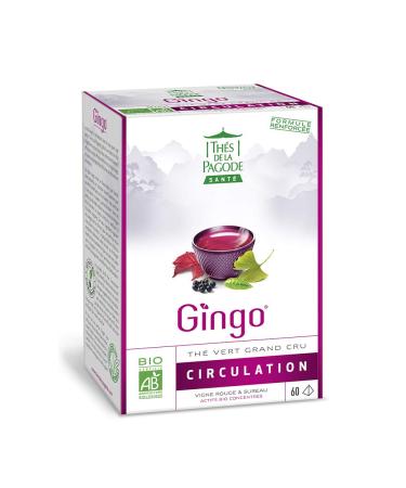 Organic Gingo Tea by Pagoda Teas | Green Tea with Ginkgo Biloba - Box of 60 Tea Infuser | Organic Tea | Reinforced and Patented Formula | Promotes good circulation reduces the effect of heavy legs