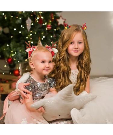 IYOU Christmas Headbands Set Reindeer Antlers Red Hair Band Flower Hair Clips Party Xmas Hair Accessories for Halloween Cosplay - Buy Online on GoSupps.com