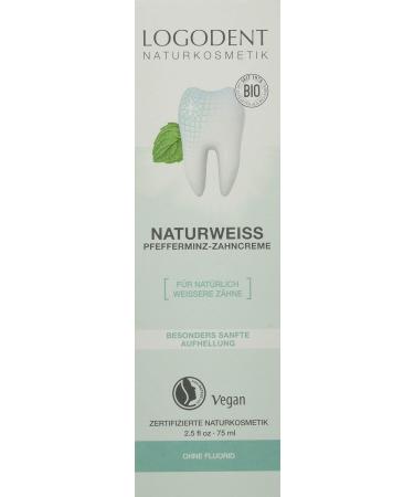 Logodent Natural White Peppermint Toothpaste - Vegan Gentle Teeth Whitening & Enamel Protection - 75ml - Buy Online on GoSupps.com