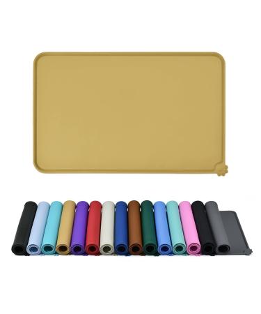 Reopet silicone feed mats for pets - waterproof dog and catmall mats with elevated edges - dog and cat bars - choose sizes 87 x 57 cm (1 Pack) Khaki
