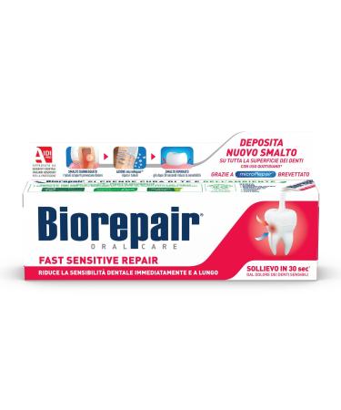 Biorepair: Fast Sensitive Repair Toothpaste with microRepair  New Formula - 2.5 Fluid Ounce (75ml) Tube   Italian Import
