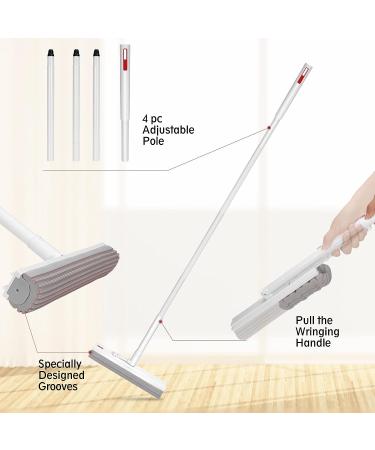 Midyb Self Squeeze Sponge Mop with Telescopic Handle, 2 PVA Heads - Ideal for Home & Commercial Floor Cleaning - Buy Online on GoSupps.com