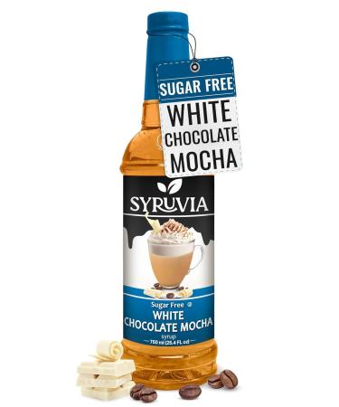 Syruvia Sugar-Free White Chocolate Mocha Coffee Syrup - 25.4 fl oz Premium Coffee Flavoring Syrup - 0 Calorie- Kosher Coffee Syrups Gluten Free Perfect for Drinks Soda Shakes Desserts and More.