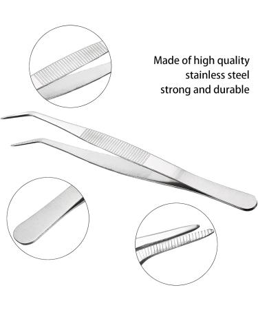Curved Stainless Steel Tweezers 20cm - Professional Slipproof Angled Tool for Pets Corals Cooking & Repair - 2 Pack - Buy Online on GoSupps.com