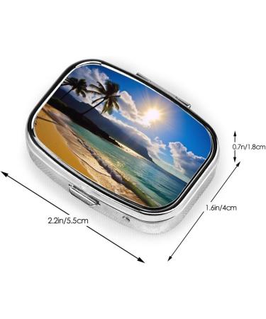 Buy Hawaii Beach Printing 2 Compartment Small Pill Case - Cute Travel Pill Box & Organizer | Perfect Gift for Purse & Pocket - Buy Online on GoSupps.com