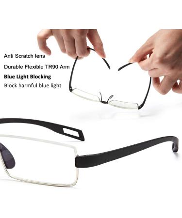 EYEURL Half Frame Reading Glasses - Blue Light Blocking +0.50 Anti Glare Readers for Men & Women - UV Protection Reduces Eye Strain Stylish Black Design - Buy Online on GoSupps.com