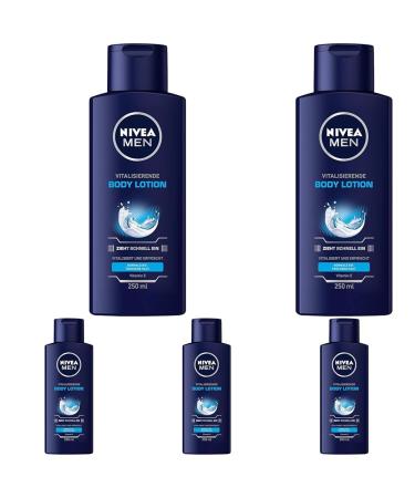Nivea men vitalizing body lotion vitalizing body care donates 24+ hours of moisture body lotion with vitamin E for intensely well -groomed skin (250 ml) (pack with 5) 1 250 ml (5 Pack)