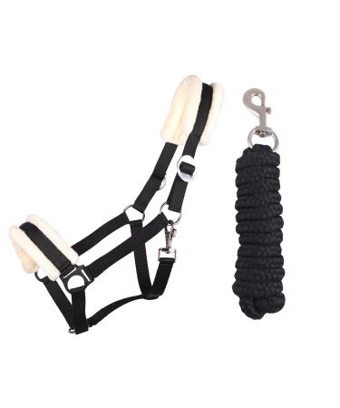 ARBO-INOX halter set starter with faux fur halter and lead rope (Full WARMBLOOD BLACK) Full Warmblood BLACK