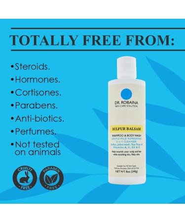 Dr. Robaina Sulfur Balsam Shampoo & Body Wash - Gentle Daily Head to Toe Cleanser for Men and Women - Ideal for Sensitive Skin - Buy Online on GoSupps.com
