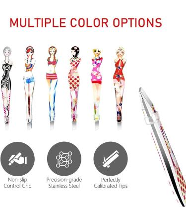 Pinkiou Professional Slant Tip Eyebrow Tweezers 6 Pack Bikini Style Hair Removal Makeup Tool - Buy Online on GoSupps.com