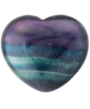 Nupuyai Fluorite Heart Palm Worry Stone for Chakra Reiki Healing Crystal Love Stone for Home Decoration 45mm Multicolour/Fluorite/45x40mm