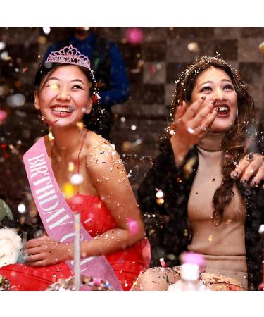 Birthday Princess Set: Crown, Sash, Tiara & Headband in Pink - Rhinestone Happy Birthday Accessories for Women - Buy Online on GoSupps.com